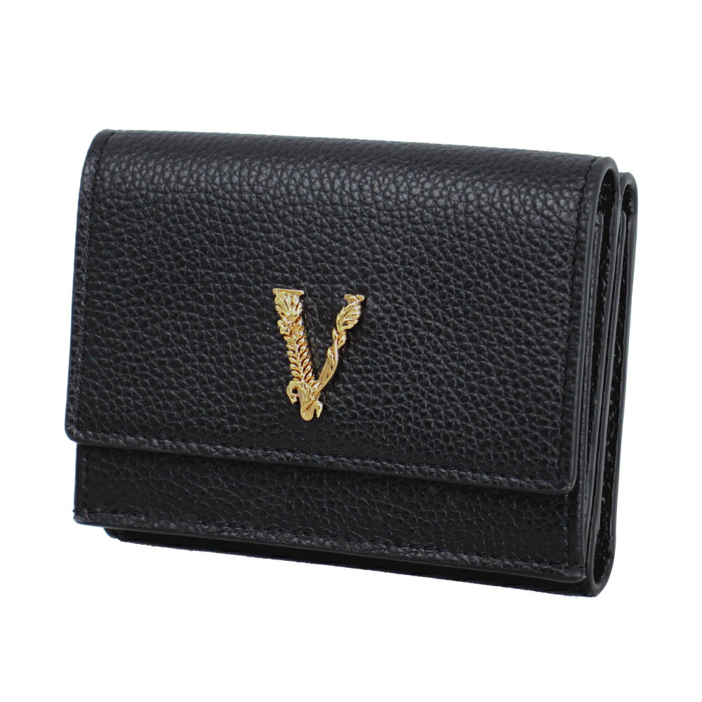 【美品】VERSACE ヴェルサーチ 折り財布 三つ折り財布 ブラック VERSACE - ヴェルサーチ VERSACE 折財布 黒革の通販 by QOL's