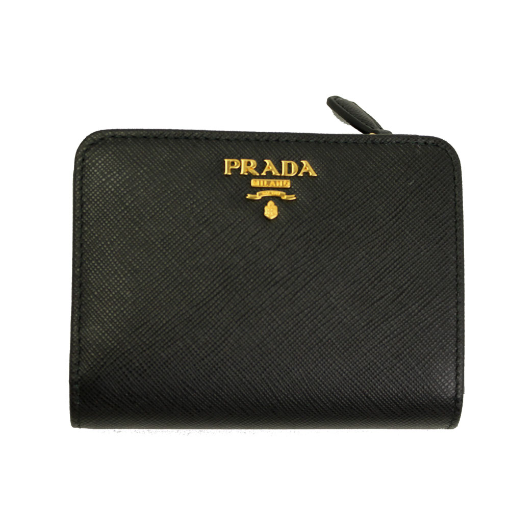 【楽天市場】プラダ 財布 レザー ブラック 1ML018 PRADA 二つ折り財布 レディース SAFFIANO METAL NERO