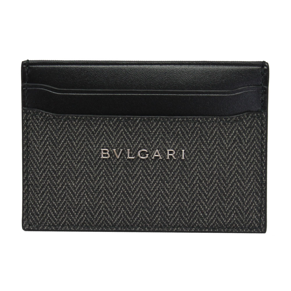 ブルガリ カードケース Bvlgari ウィークエンド Bvlgari アウトレット コーティング キャンバス レザー ウィークエンド ブラック グレー ブランドショップ ゴーガイズブルガリ カードケース 新品