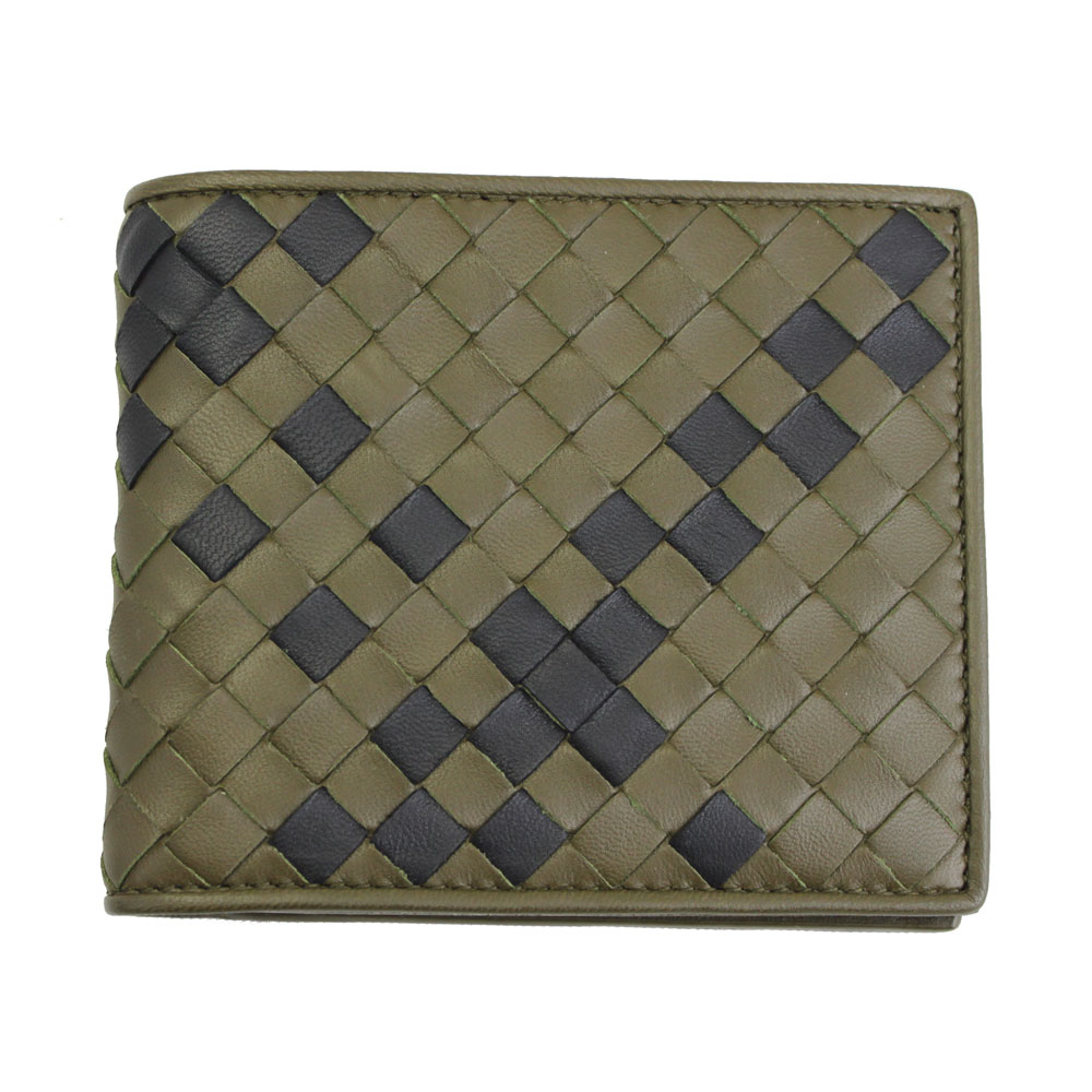 限定価格セール ボッテガヴェネタ 財布 メンズ Bottega Veneta 二つ折り札入れ イントレチャート レザー カーキ ブラック Va4i1 2284 数量限定 Www Consulacam Marseille Fr