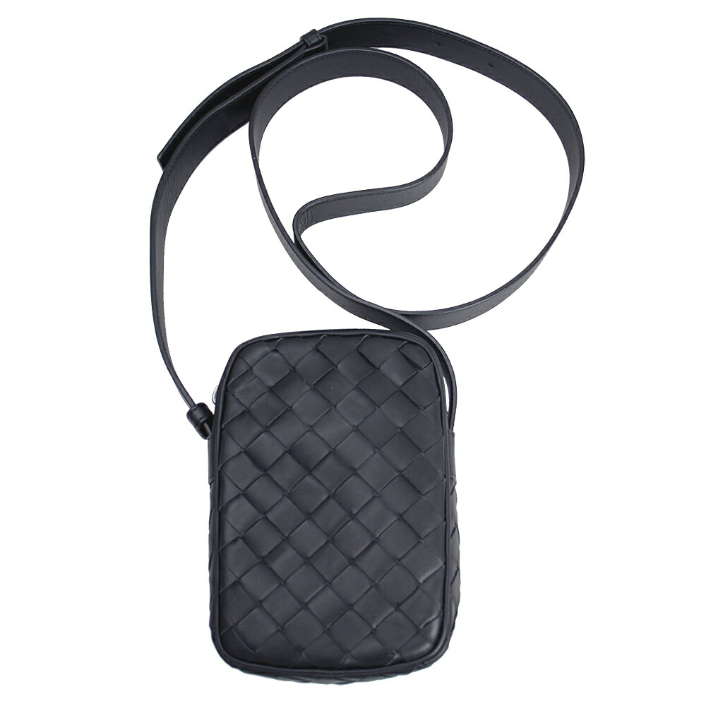 ボッテガヴェネタ 御徒面子 レディース BOTTEGA VENETA クロスボディバッグ 電話機入れもの イントレチャート なめし革 黒いこと 743214 VCPQ3 8803