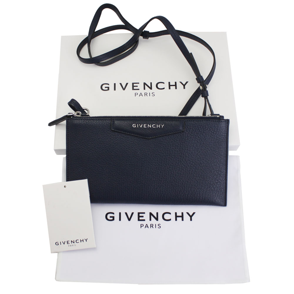 ジバンシーバッグレディースGIVENCHYクロスボディポーチアンティゴナレザーネイビーブルーBLEUNUITBC06836012403