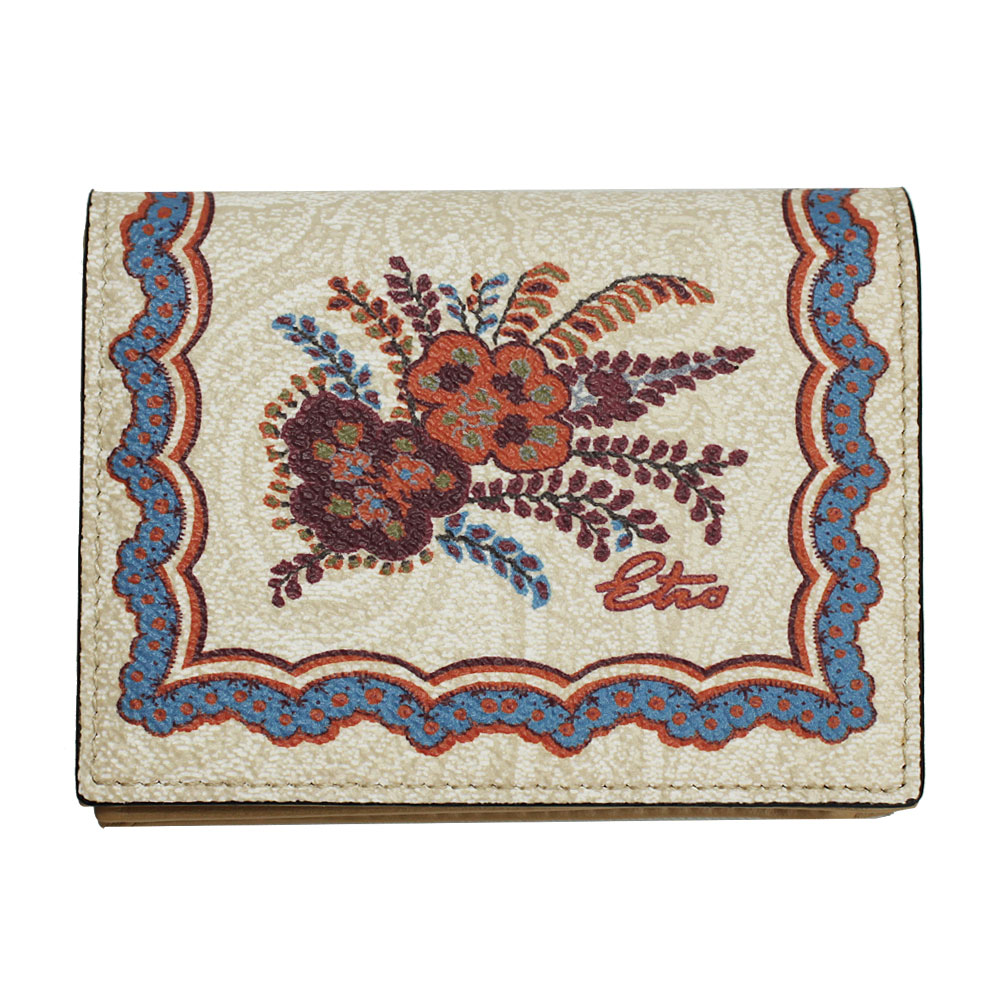 エトロ 財布 レディース ETRO コンパクト財布 フラワープリント マルチカラー PVCコーティング×レザー 1I003 2456 0800