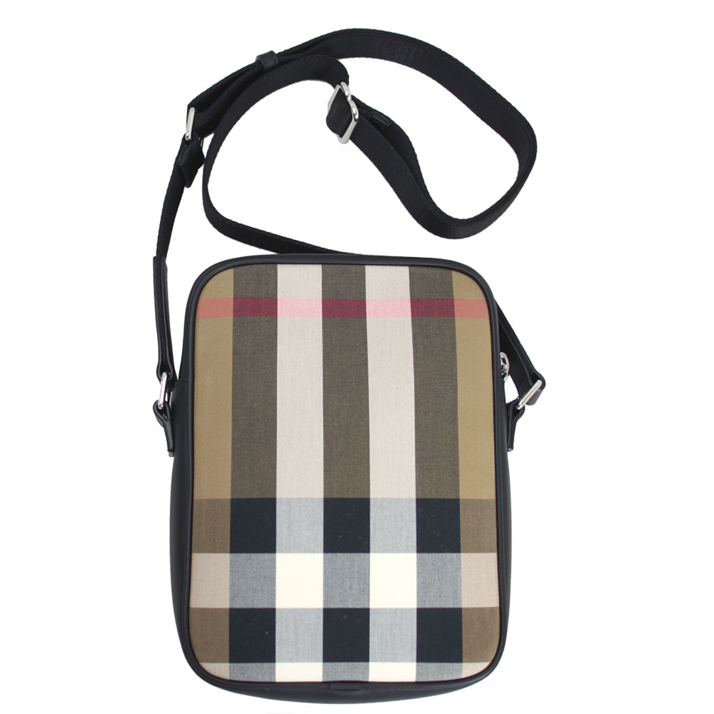 バーバリー バッグ レディース BURBERRY 斜め掛けショルダーバッグ レザー×キャンバス ブラック×ベージュ系マルチ 80845581