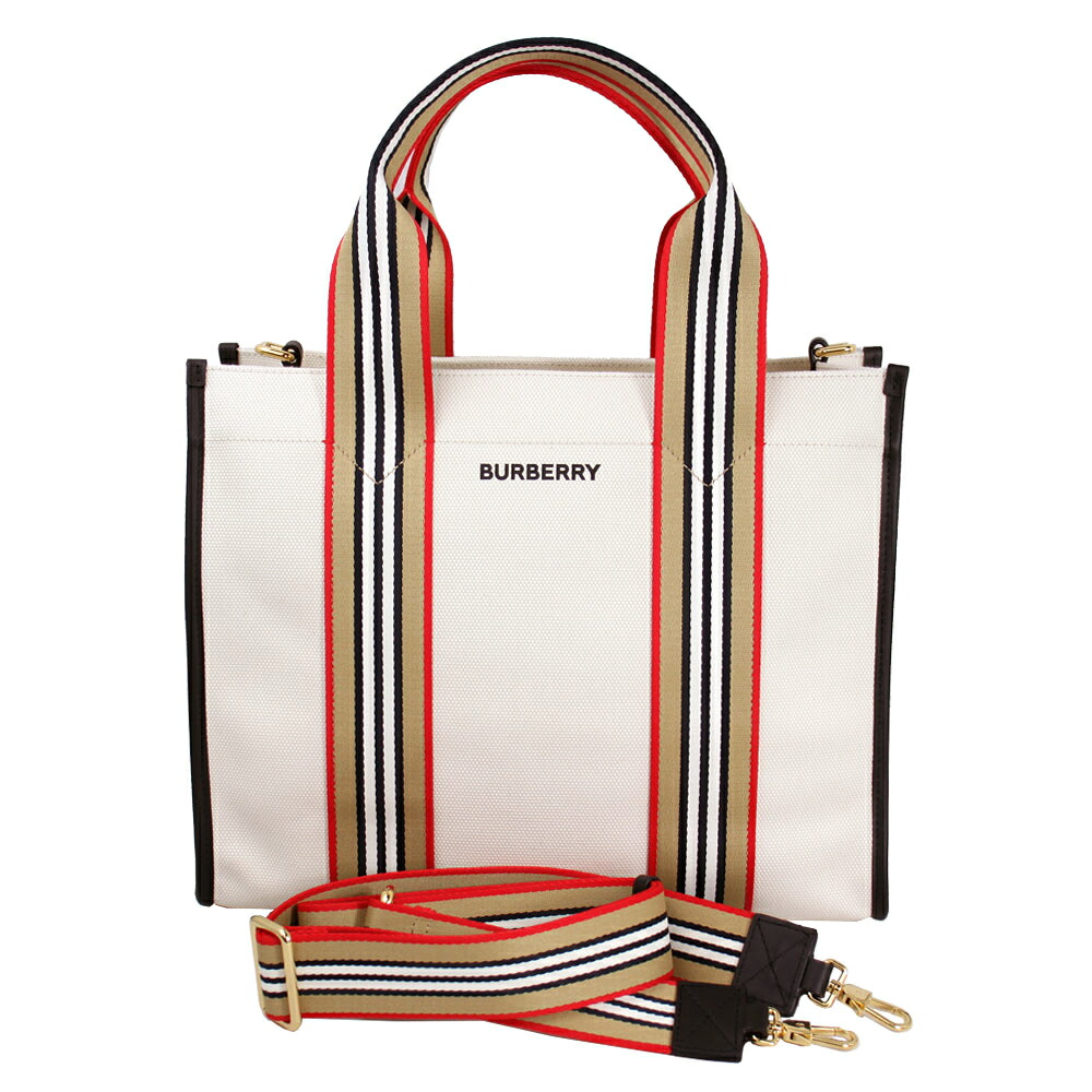 バーバリー バッグ レディース BURBERRY トートバッグ 斜め掛けショルダーバッグ アイコンストライプ キャンバス ナチュラルベージュ 81214921|ブランドショップ ゴーガイズ