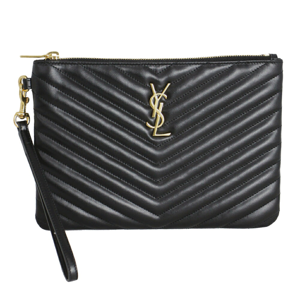 サンローラン 御徒面子 レディース SAINT LAURENT クラッチペダル御徒面子 車寄せ リストストラップ付 キルティングなめし革 黒いこと 379039 CWU01 1000