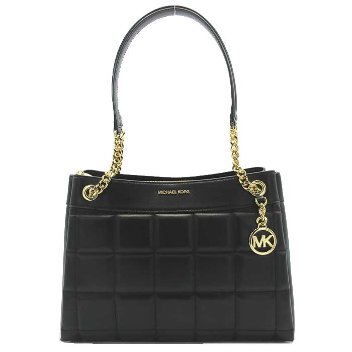 マイケルコース バッグ レディース MICHAEL KORS トートバッグ スーザン レザー ロゴメタル キルティング ミディアム チェーン ショルダートート レザー ブラック 30F4GUSE2L BLACK