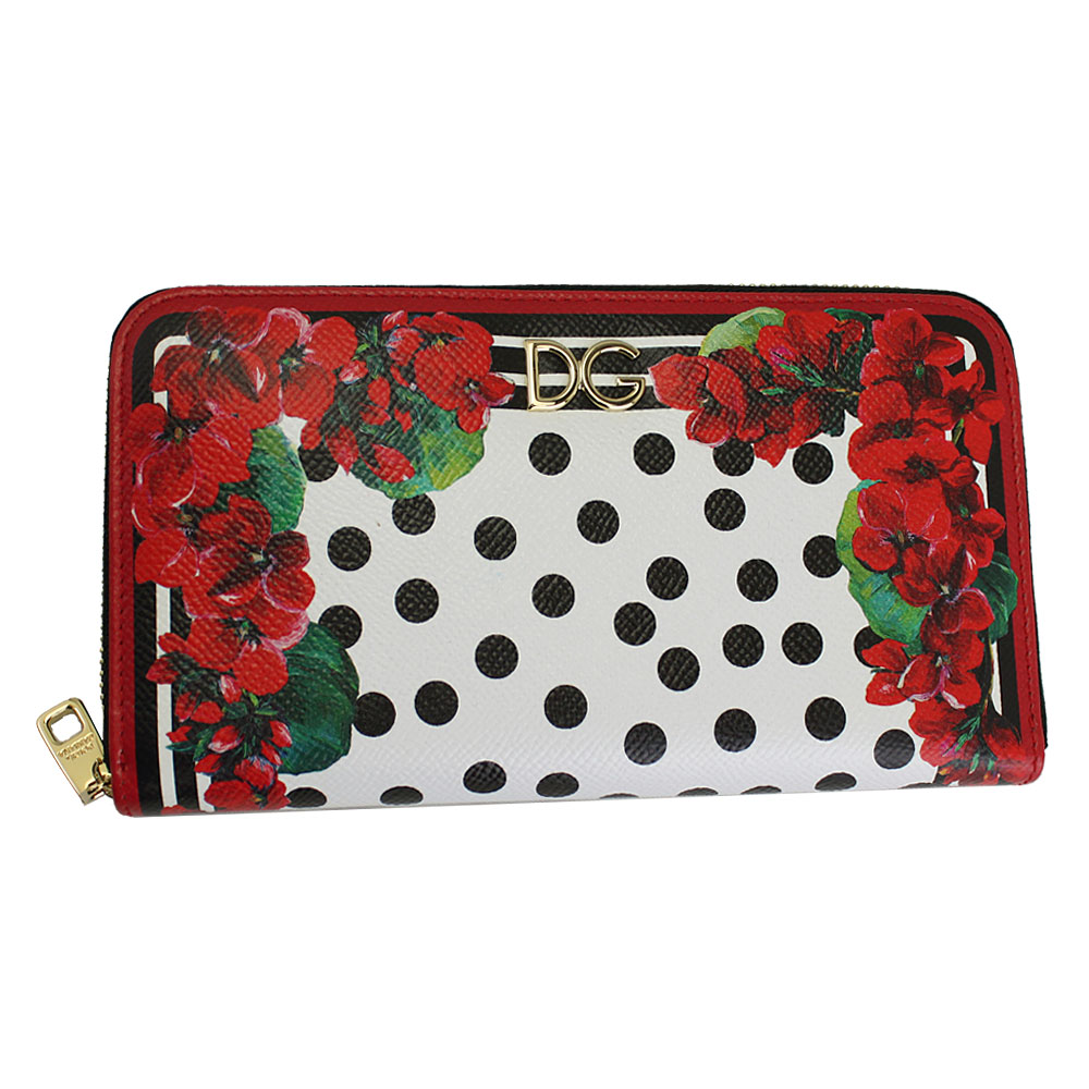 ドルチェ Az4 ガッバーナ 財布 財布 レディース レディース Dolce Gabbana ラウンドファスナー長財布 ドット フラワープリント 型押しレザー ホワイト系マルチカラー Bi0473 Az4 Hwv03 ブランドショップ ゴーガイズドルチェ ガッバーナ 財布 レディース 新品
