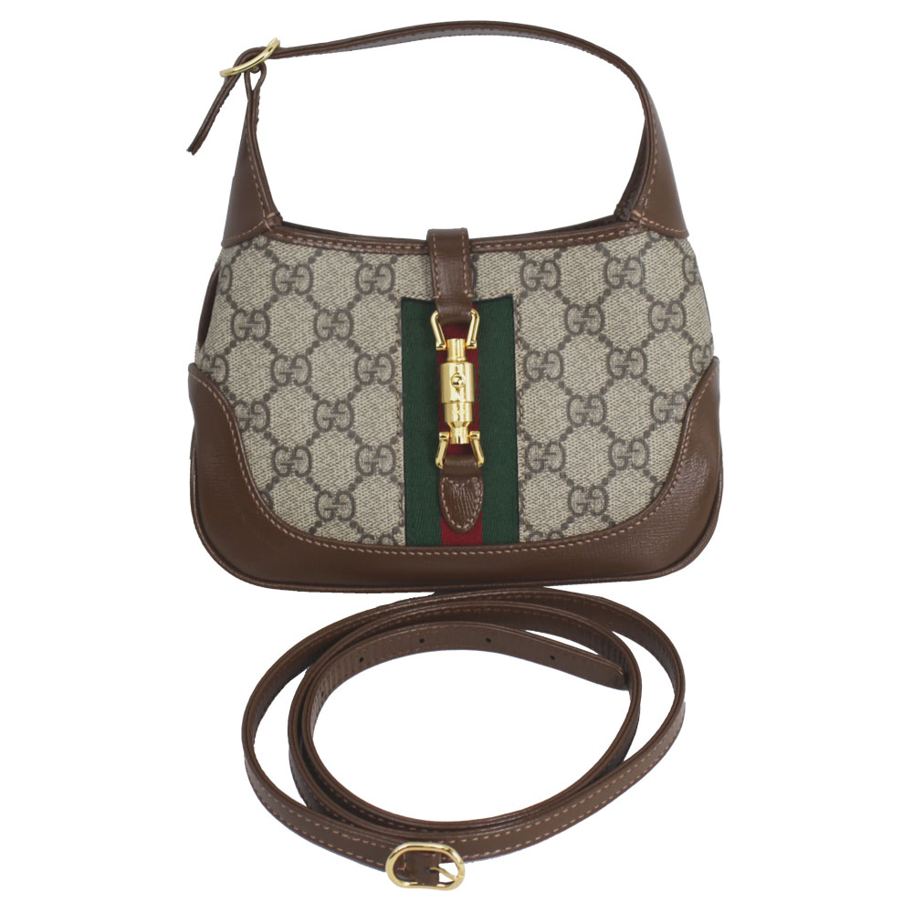 グッチ 御徒面子 レディース GUCCI 曲がった掛けショルダーバッグ グッチ ジャッキー 1961 ミニ御徒面子 ベージュ/エボニー GGスプリーム 637092 HUHHG 8565 バッグ・小物・ブランド雑貨-バッグ