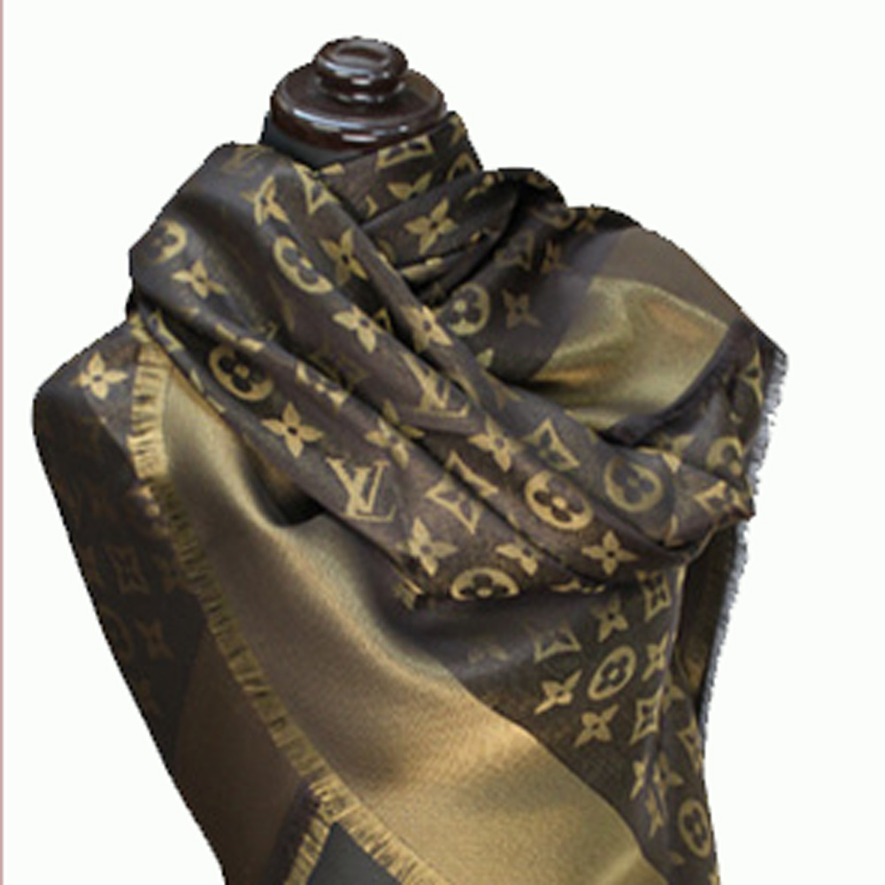 Brand Shop Go Guys: Louis Vuitton scarf dark brown X Gold | Rakuten Global Market
