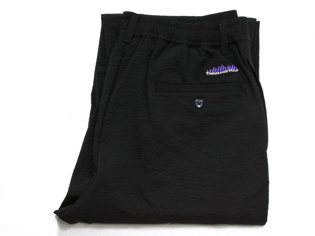 THOUSAND MILE【サウザンドマイル】EASY TUCK TROUSERS *SEERSUCKER BLACK