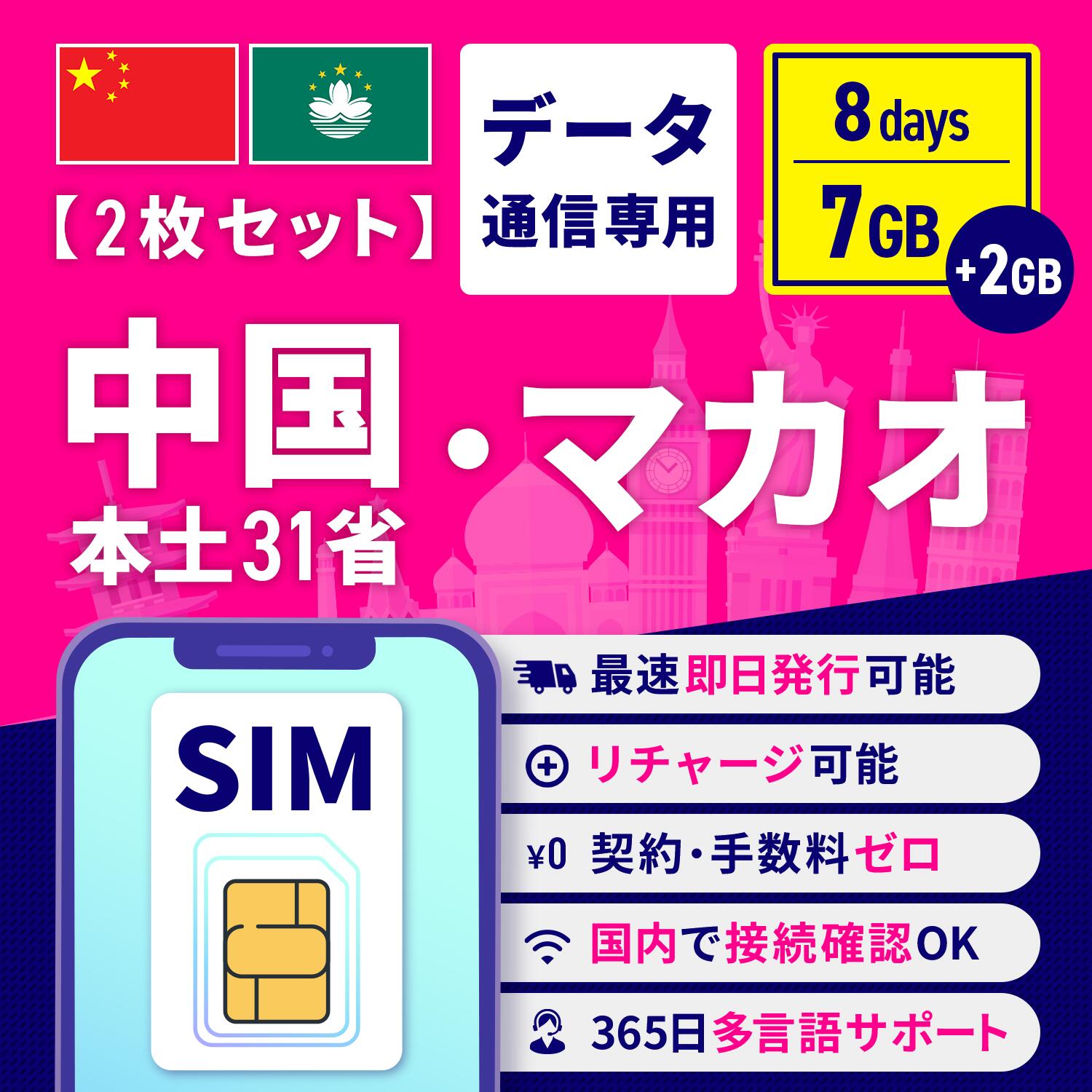 SIMカード 中国 香港 マカオ 無制限 1日間 3日間 5日間 7