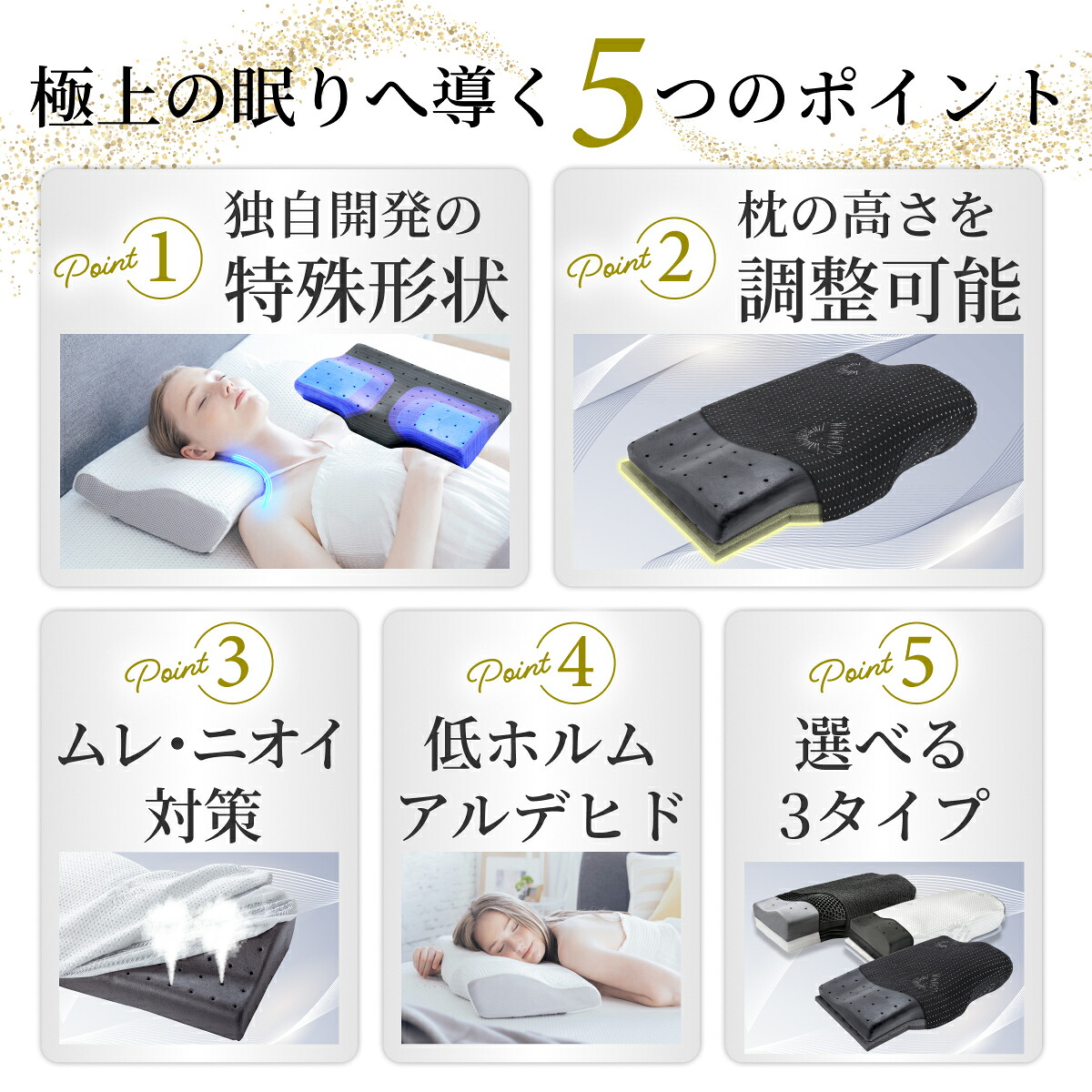 楽天1位】 GOKUMIN 枕 プレミアム 低反発枕 まくら 4~8段階 高さ調整 