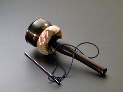 携帯用玉縁印金セット 色付 黒檀柄 袋付|仏壇 仏具 数珠 極楽堂