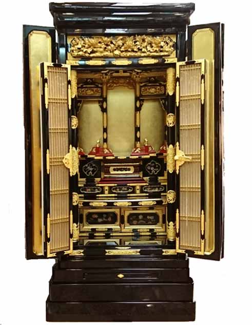 フラワープリント 仏壇 精抜済 金仏壇 金ピカ 沙光16×23 東 金箔