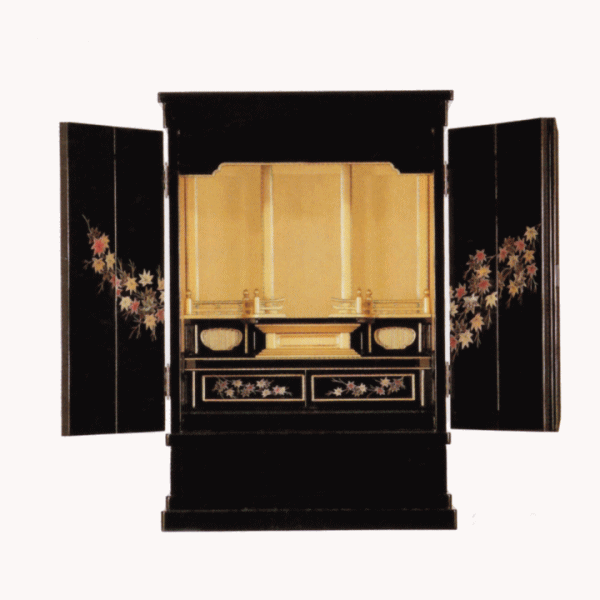 【百貨店SALE １０％ＯＦＦ】仏壇 ペンキ塗り豆仏上置 もみじB 23号 浄土真宗西本願寺派用
