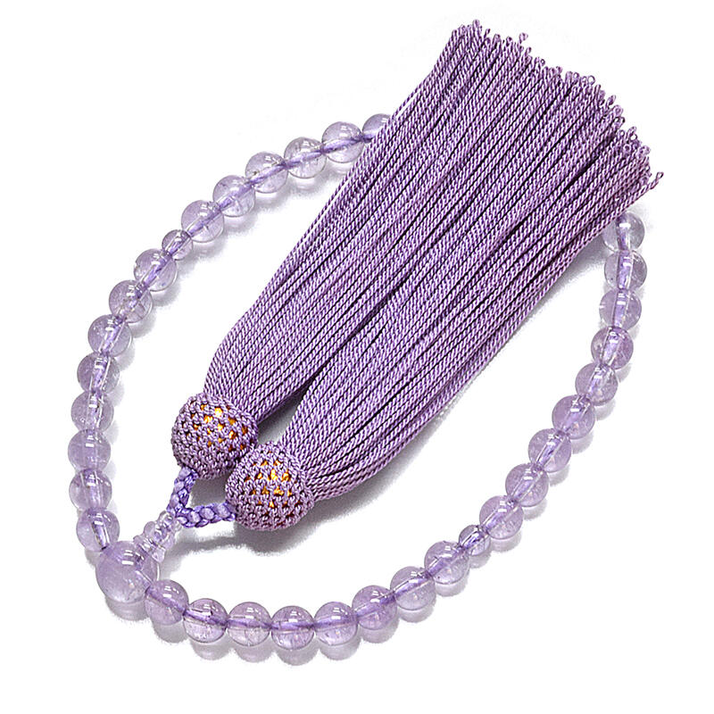 美しく透き通った紫色の貴重な石 ローズアメジスト のお数珠です念珠 高級桐箱付き 一輪一重水晶数珠天然石誕生石京念珠お守りおしゃれきれいかわいい 数珠 ローズアメジスト 7ミリ玉女性用略式数珠片手数珠 正絹房仕様 高級数珠八宗用数珠片手数珠
