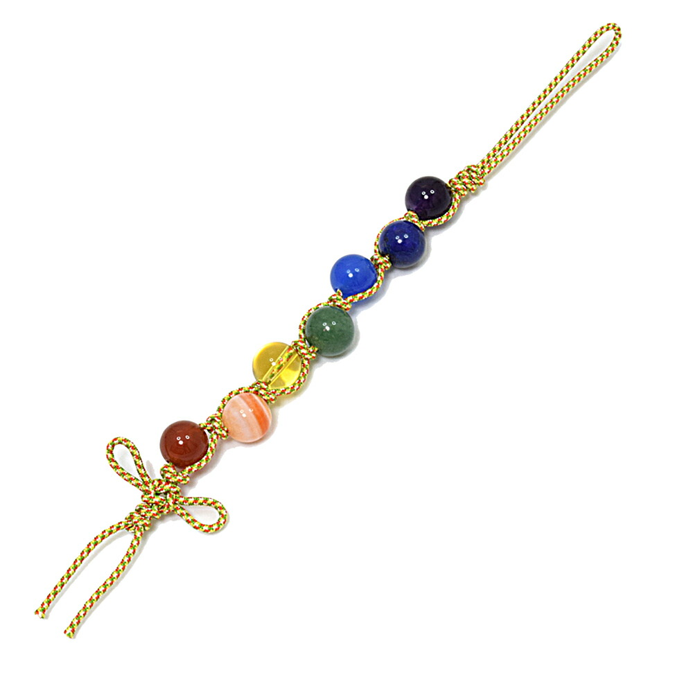 楽天市場】『厄除け「七色石」ストラップ』Type18ミリ玉仕様 （紐色