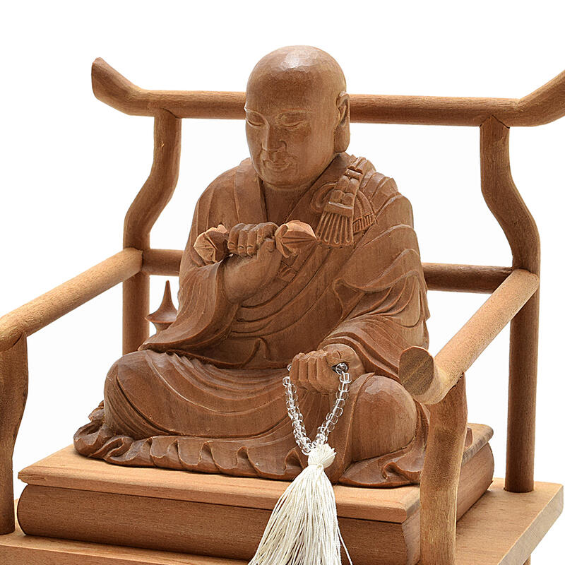 本店 弘法大師像 2寸3分 高さ約17.5cm インド白檀製日本製品佛師作弘法