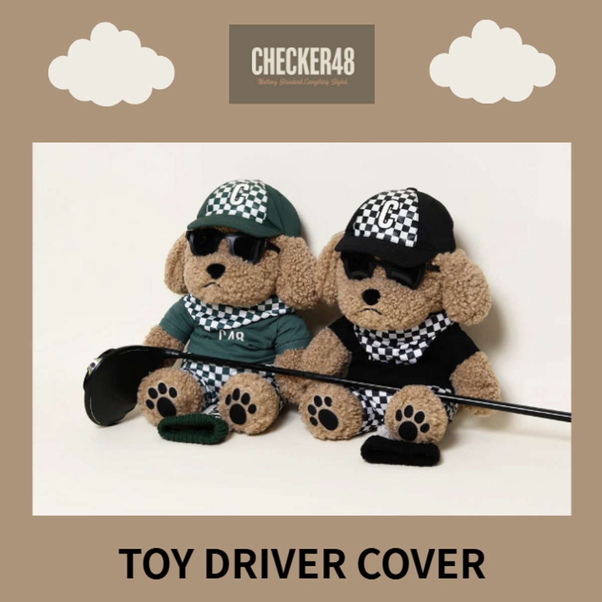 【新品】【ヘッドカバー】【ドライバー用】チェッカー48 TOY POODIE カラー： DARK GREEN・BLACK ※在庫切れの場合はお取り寄せ