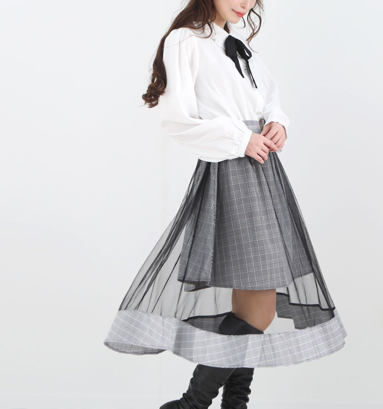 大きいサイズレディース ワンピース チェック柄ドッキングワンピース チェック柄ワンピース ドッキングワンピース 膝丈ワンピース ドッキング フリル チュールワンピース チュール 膝丈 チェック 長袖 柄服 秋新作 秋服 冬服 秋 Ll 2l 3l 4l 5l ブラック ゴールドジャパン