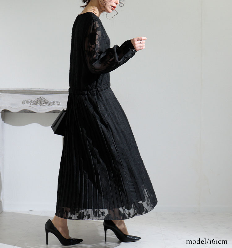 大きいサイズレディース ワンピース 花柄プリーツワンピース ロング LL