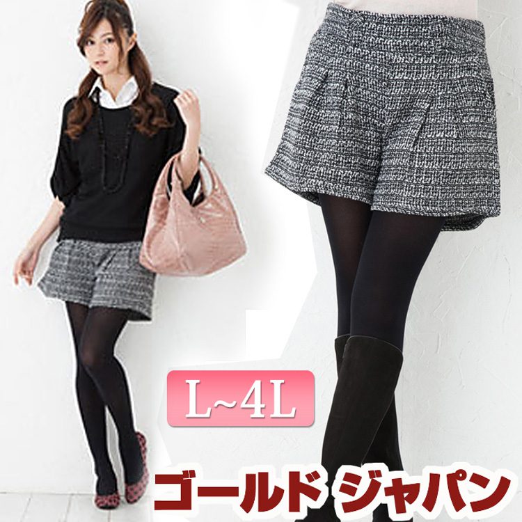 miss j キュロット スカート ショートパンツ ツイード ツイード柄 キュロットショートパンツ 【即納】 ボトムス