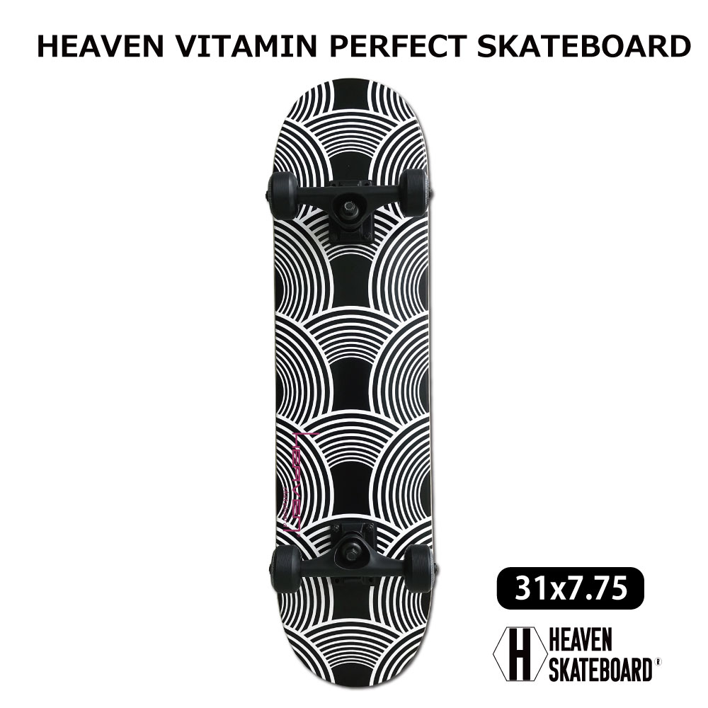 スケートボード コンプリート31x7.75inchHEAVEN SKATEBOARD スケボー完成品カナディアンメイプル100% ハイクオリティJASA加盟 初心者から上級者まで対応大人気復刻版 GEOMETORY_K訳あり 特別価格入荷時にわずかなキズのため