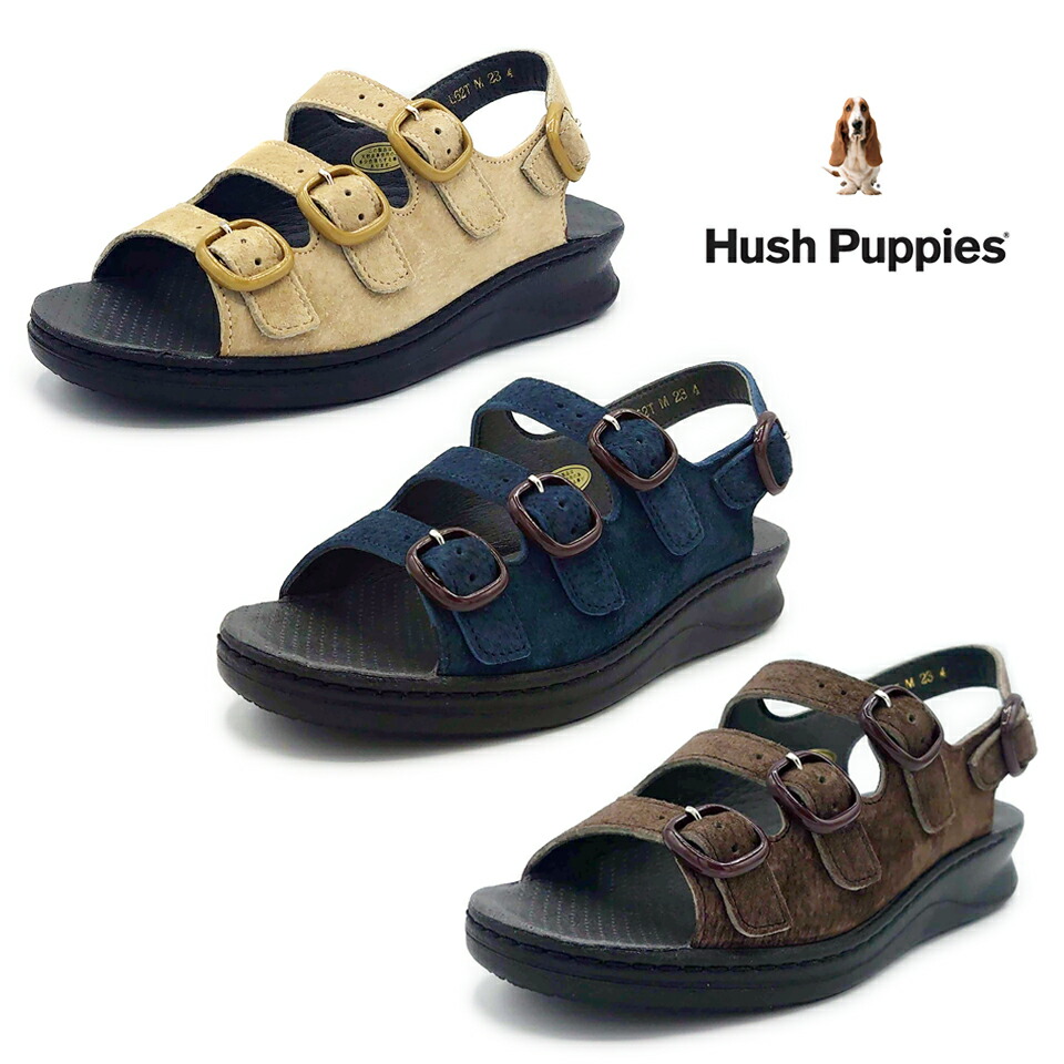 Hush Puppies ハッシュパピー レディース コンフォート サンダル L-62T ピッグスキン スエードクロス 靴 母の日 合わせる能力のある 外反母趾 定番