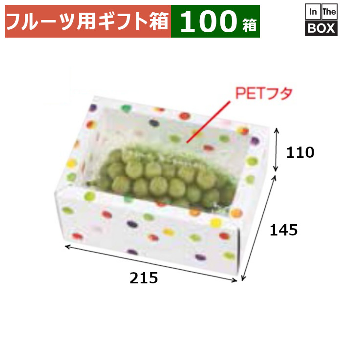 フルーツ用差し上げ物箱 みどりのめぐ実 2P（白いこと） 215×145×110(粍) 「100箱」