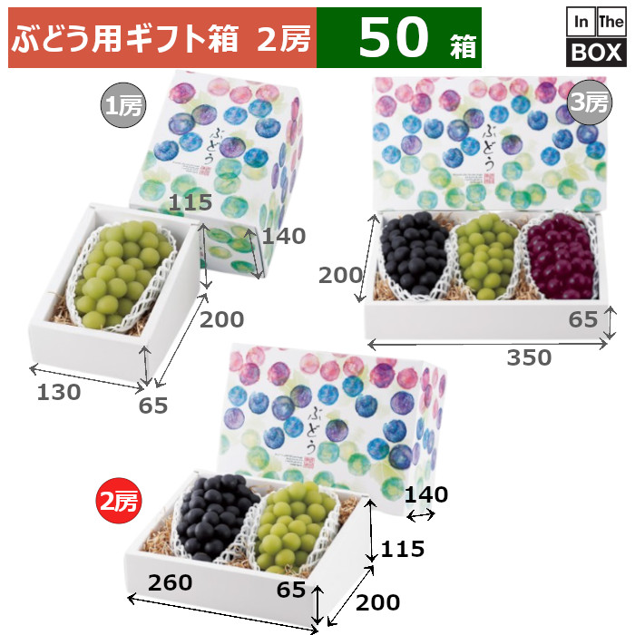 ぶどう用ギフト箱 彩りぶどう 2房 260×200×140(身65～115)(mm) 「50箱」