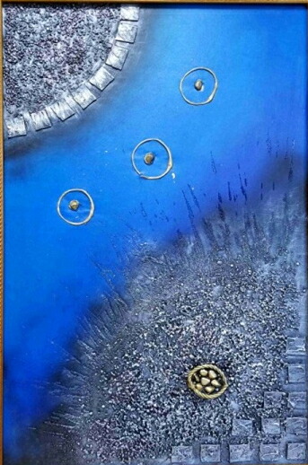手描き油絵 ブルーオーシャン インテリア絵画 肉筆油絵 アートパネル 60×90cm 木枠張り 送料無料 プレゼント 父の日|3Qee本革バッグ&アート