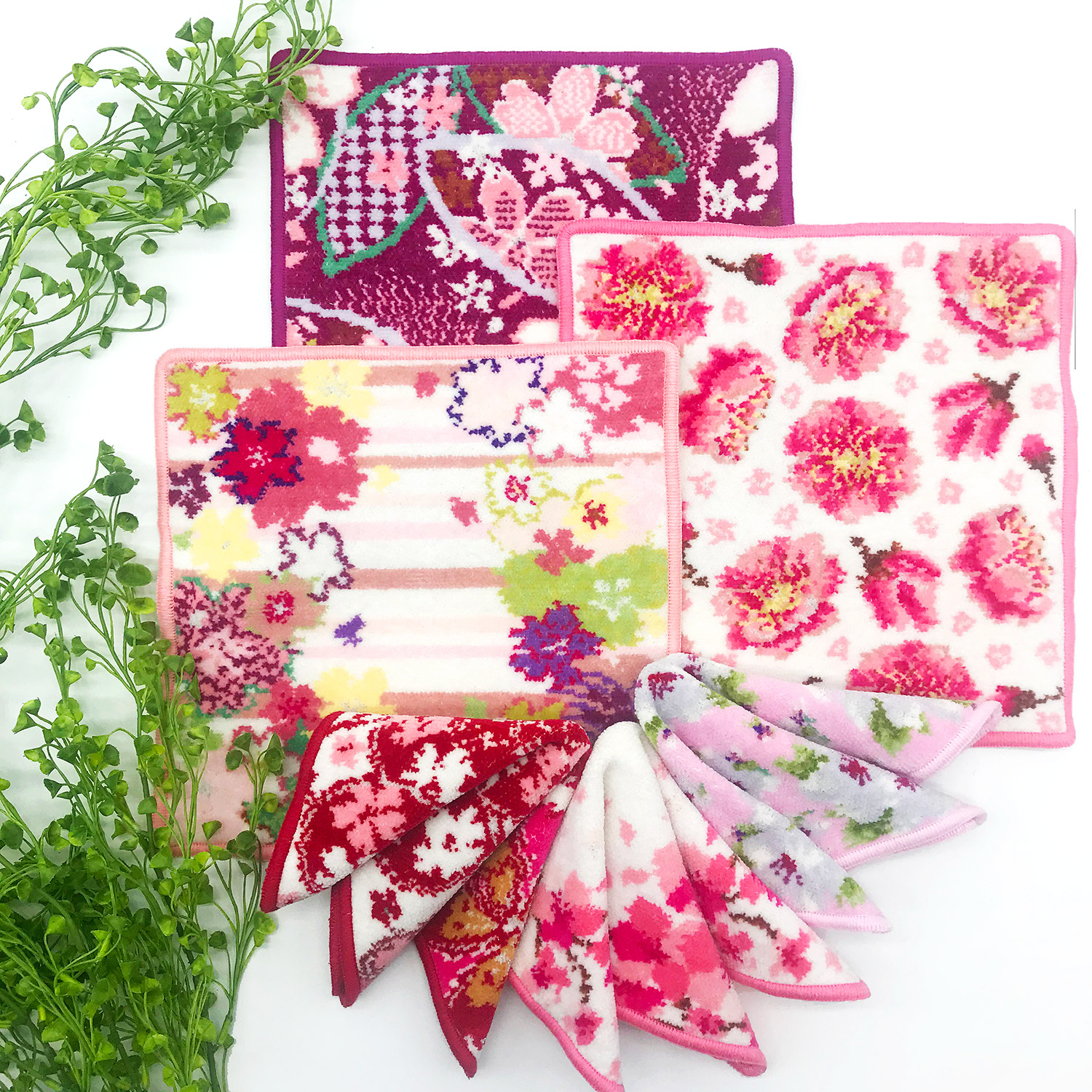 楽天市場 ネコポス便 100円 桜柄 ハンカチ タオルハンカチ 山桜 日本製 シェニール織 綿100 アーンジョー ハンカチタオル ギフト アーンジョー