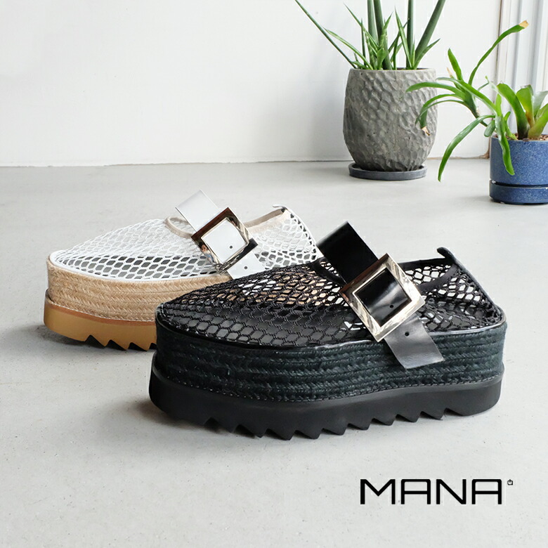 MANA マナ ジュートメッシュシューズ スリッポン 厚底 流行り物 成年者 御洒落 たわい無い 履き分かりやすい（mana551184）