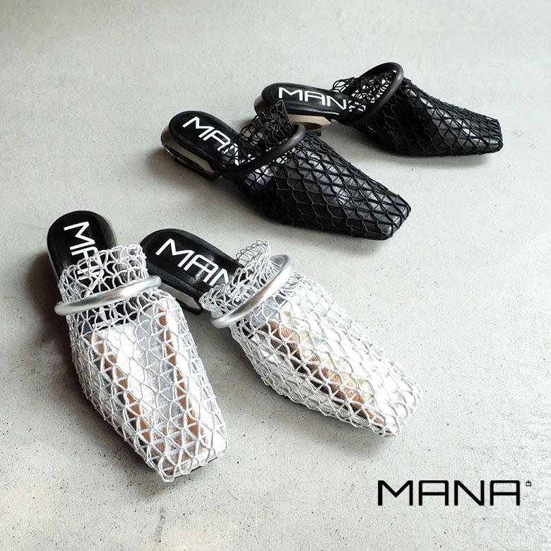 ✨未使用品✨MANA マナ フラットパンプスツバメ白黒スクエア24cm