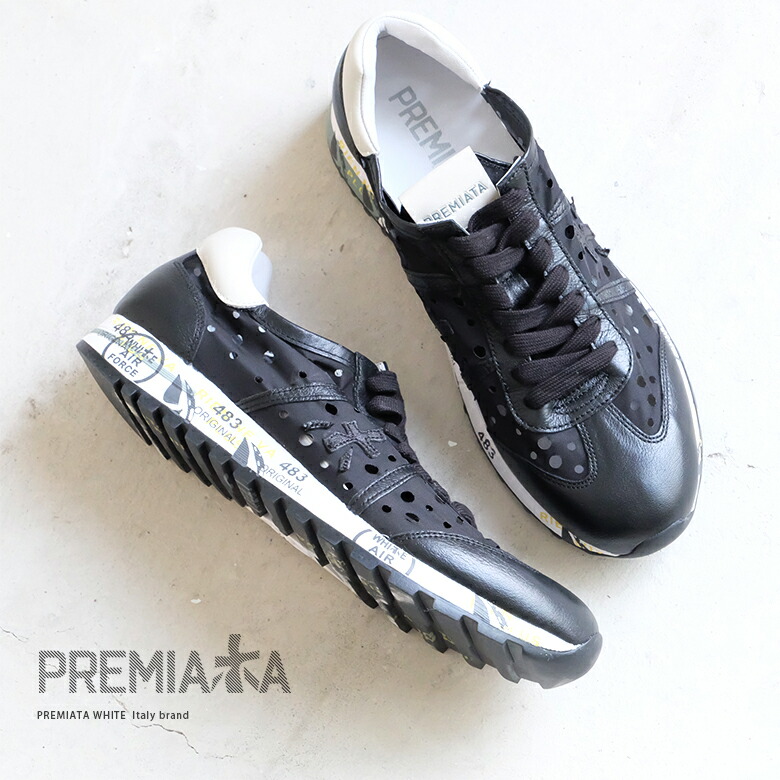 【2018SS】PREMIATA WHITE プレミアータ ホワイト / プレミアータホワイト レディース パンチング ブラック 厚底 大人スニーカー 本革 レザースニーカー(pre-lucy-d2949)インポートシューズ 【2018SS】PREMIATA WHITE プレミアータ ホワイト / プレミアータホワイト レディース パンチング ブラック 厚底 大人スニーカー 本革 レザースニーカー(pre-lucy-d2949)インポートシューズ