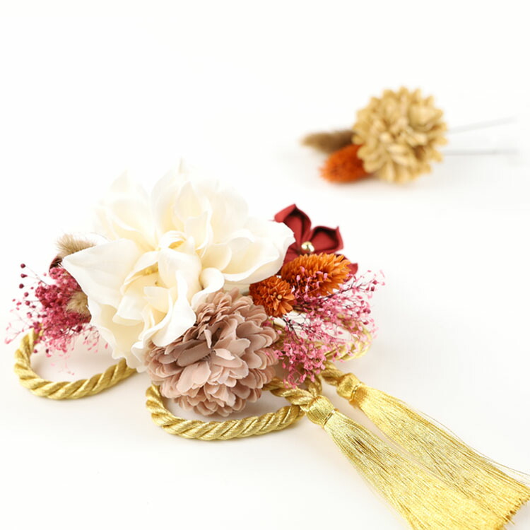 Dy 010コーム付き飾り1点 Uピン飾り1点 茶 髪飾り ヘアアクセサリー ヘッドドレス 成人式 卒業式 結婚式 パーティー ウエディング 洋風 振袖 袴 和装 着物 Sale 65 Off