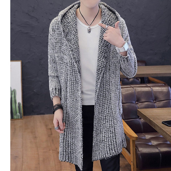 カーディガン メンズ ニットカーディガン ロング丈 フードカーディガン セーター メンズ ビッグカーディガン モード系 カーディガン ホスト スーツ 原宿系 カーディガン インポート 個性的 V系 ヴィジュアル系 ファッション ストリート系 韓国 トップス 衣装 21 秋 冬