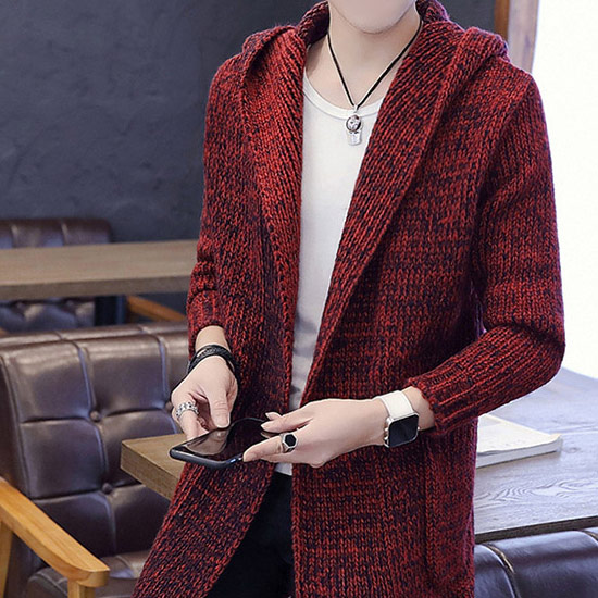 カーディガン メンズ ニットカーディガン ロング丈 フードカーディガン セーター メンズ ビッグカーディガン モード系 カーディガン ホスト スーツ 原宿系 カーディガン インポート 個性的 V系 ヴィジュアル系 ファッション ストリート系 韓国 トップス 衣装 21 秋 冬