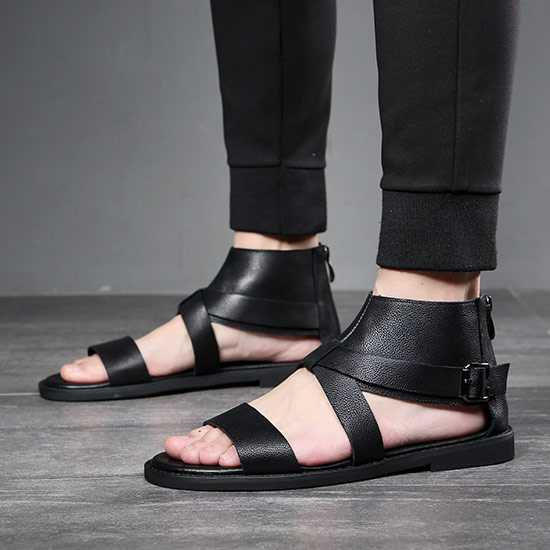 激安商品 サンダル メンズ モード系 グラディエーターサンダル 本革 本皮 レザーサンダル サマーブーツ 送料無料 インポート ホスト スーツ ホストスーツ 男 靴 個性的 V系 ヴィジュアル系 ストリート系 大人 スタイル 30代 40代 衣装 ブラック 黒 足長 父の日 プレゼント