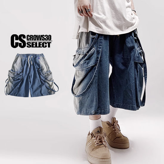 カーゴパンツ メンズ モード系 ショートパンツ メンズ ショートカーゴパンツ メンズ V系 ハーフパンツ メンズ デニムショートパンツ メンズ 短パン メンズ オシャレ 夏服 インポート 個性的 V系 ヴィジュアル系 ファッション お兄系 ストリート系 ホスト バンド ステージ衣装