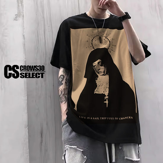 カットソー メンズ モード系 Tシャツ メンズ V系 Tシャツ メンズ モード系 メンズ Tシャツ ユニセックス シスター イラスト フォトプリント 大きいサイズ Tシャツ メンズ オシャレ 半袖 Tシャツ 2024 春 夏 新作 個性的 お兄系 ヴィジュアル系 ファッション ホスト ロック