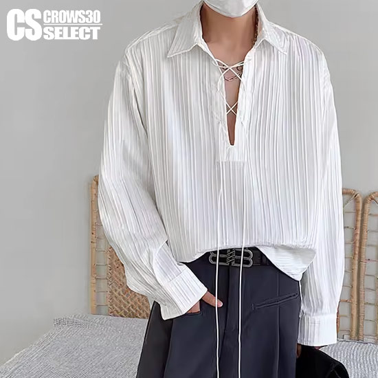 ロンT メンズ ロングtシャツ メンズ モード系 ロンT メンズ V系 レースアップ カットソー スピンドル 編み込み ロック ROCK 大きいサイズ オーバーサイズ ロンT 個性的 y2kファッション ヴィジュアル系 ファッション 韓国 トップス 衣装 春 秋 冬 新作 お兄系 ビター系