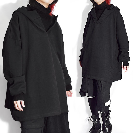 驚きの安さ パーカー メンズ モード系 メンズ ビッグパーカー レディース ロング丈 ロングtシャツ ロンt メンズ カットソー ロング丈 ブラック 黒 オーバーサイズ お兄系 V系 ビジュアル系 ホスト 春 秋 冬 新作 個性的 モード系ファッション ストリート系 衣装