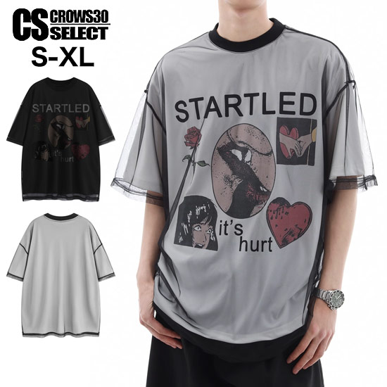 V系 Tシャツ メンズ モード系 Tシャツ メンズ モード系 カットソー シースルー メッシュ ポップ 大きいサイズ モード系 メンズ Tシャツ オシャレ 半袖 Tシャツ 春 夏 新作 個性的 お兄系 ヴィジュアル系 ファッション ホスト ロック バンド 20代 30代 40代 50代 60代