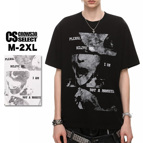 V系 Tシャツ メンズ オラオラ系 メンズ Tシャツ メンズ モード系 カットソー レディース 半袖 Tシャツ ロック 派手 ゴシック フェイスプリント 30代 40代 50代 60代 オシャレ 新作 個性的 お兄系 ヴィジュアル系 ファッション ホスト ロック バンド