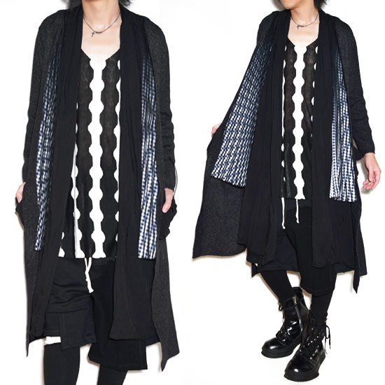 在庫処分 ロングカーディガン メンズ モード系 カーディガン V系 コート ロングコートニットカーディガン チェック おしゃれ お兄系 ヴィジュアル系 ファッション ホスト 送料無料 22 春 秋 冬 新作 派手 衣装 ブランド Allegro アレグロ レディース ユニセックス