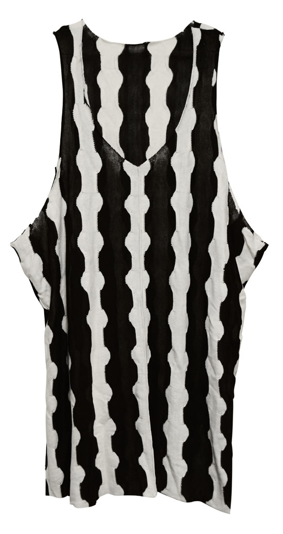 ロングタンクトップ メンズ タンクトップ V系 ビッグシルエット 切りっ放し Tシャツ 縦縞 ストライプ 送料無料 モード系