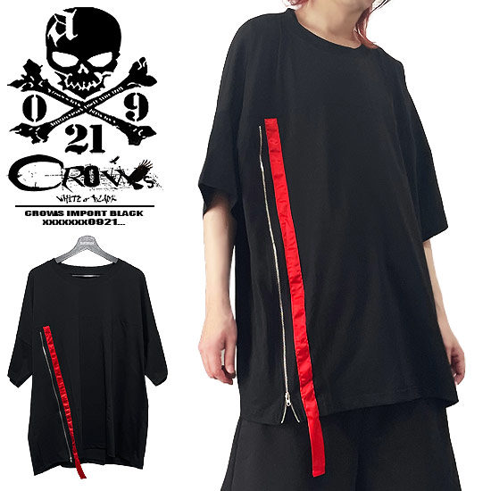 Tシャツ メンズ モード系 Tシャツ メンズ 大きいサイズ Tシャツ レディース V系 ビッグTシャツ ジッパー アシンメトリー アシメ レッド ライン 送料無料 半袖 カットソー 2024 春 夏 新作 個性的 お兄系 ヴィジュアル系 ファッション ストリート系 ホスト 衣装 韓国 Y2K alcw｜Alleglo クローズ30スタイル