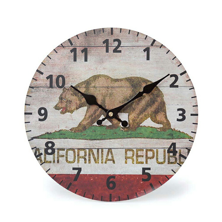【楽天市場】【オールドルック テーブルクロック】＜カリフォルニア フラッグ（州旗）＞置き時計 置時計オールド風・ヴィンテージ風 カリフォルニア